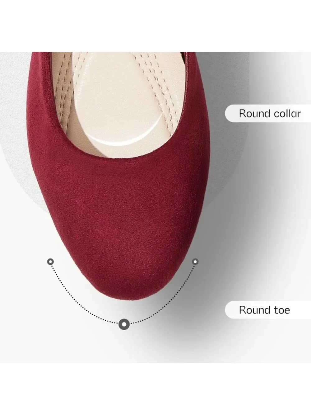 Women's Wine Round Toe Ballet Flats Comfortable Ballerina Dress Shoes